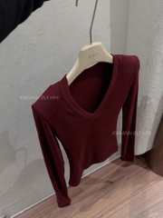 ÁO ZIP LÓT LÔNG CỔ V ĐỘN VAI NỮ THU ĐÔNG