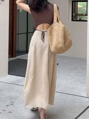 SET CHÂN VÁY ÁO DÚT LƯNG SAU NỮ