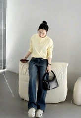 QUẦN JEAN NỮ SUÔNG XANH THÊU NGỰA SẴN
