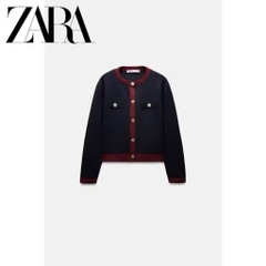 ÁO LEN CDG PHỐI MÀU THAN VIỀN ĐỎ NỮ THU ĐÔNG