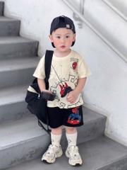 SET NHỆN SPIDERMAN ÁO BE QUẦN ĐEN BÉ TRAI SẴN