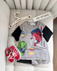 SET SIÊU NHÂN PHỐI ỐNG TAY ĐEN BÉ TRAI SẴN