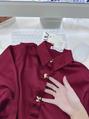 ÁO SƠ MI LỤA ZARA ĐỎ CÚC KIỂU NỮ SẴN (SALE 75k)