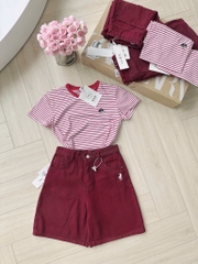 SET ÁO PHÔNG PHỐI MIX QUẦN JEAN SHORT LỬNG THÊU NỮ SẴN( Xả 145k)