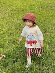 SET ÁO PHÔNG QUẦN ĐỎ BÉ TRAI SẴN ( xả 45k) )