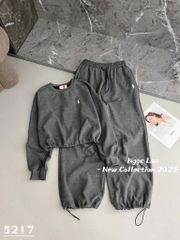 BỘ DÀI NỈ XÁM THÊU NGỰA NỮ THU ĐÔNG