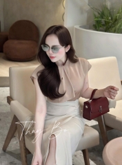 ÁO SƠ MI GU TAY LIỀN MIX NƠ CỔ NỮ(XẢ 85k)