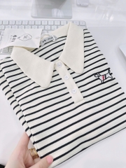 ÁO POLO LASCOTE KẺ PHỐI CỔ NỮ