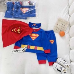 SET BỘ DÀI COTTON SUPER MAN XANH KÈM MẶT NẠ ÁO CHOÀNG BÉ TRAI