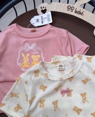 SET 2 BỘ THÔNG HƠI VẢI XUẤT HÀN HỒNG BE BÉ GÁI SẴN