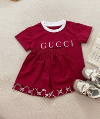 SET BỘ GU.CCI ĐỎ ĐÔ PHỐI CỔ TRẮNG CHO BÉ YÊU NEW(XẢ 39k)