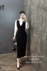 VÁY PHỐI XẺ TRƯỚC NẮP TÚI NỮ THU ĐÔNG SẴN