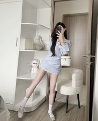 VÁY KẺ LIỀN KÈM TAG HOA TRÀ NỮ HÀNG ĐẸP TK SẴN