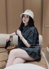 ÁO SƠ MI JEAN CỘC TAY THÊU TIM TRẮNG ĐỎ NỮ
