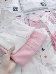 ÁO SƠ MI GU TÚI TRƯỚC HỒNG TRẮNG NỮ SẴN (SALE 80k)