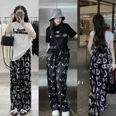 QUẦN LỤA ỐNG SUÔNG HOẠ TIẾT(xả 50k)