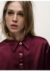 ÁO SƠ MI LỤA ZARA ĐỎ CÚC KIỂU NỮ SẴN (SALE 75k)