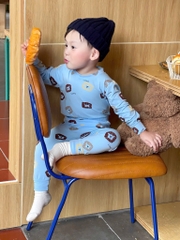 SET 3 BỘ DÀI COTTON Ô TÔ GẤU TONE XANH XÁM BÉ TRAI