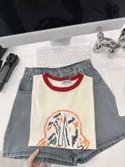 SET ĐỒ SHORT BÒ PHỐI VIỀN ĐỎ HOẠ TIẾT NỮ