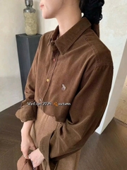 ÁO SƠ MI NHUNG TĂM THÊU NGƯA NỮ THU ĐÔNG SẴN(SALE 79k)