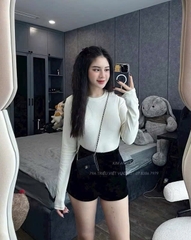 SET 3 ÁO DÀI TAY CỔ TRÒN TRƠN ĐEN BE HỒNG NỮ THU ĐÔNG SẴN