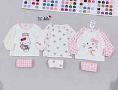SET 3 BỘ DÀI MÈO PASTEL NƠ KẺ HỒNG BÉ GÁI SẴN