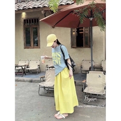 SET ÁO COTTON XÁM PARIS LOVE CHÂN VÁY VÀNG NỮ