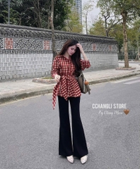 ÁO SƠ MI KẺ BUỘC VẠT NỮ