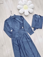 SET BÒ NỮ CỔ CAO NƠ VẠT QUẦN SUÔNG THU ĐÔNG SẴN (SALE 135k)