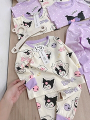 SET 2 BỘ DÀI TÍM CHẤM BI KURUMI BÉ GÁI