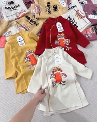 ÁO DÀI HOẠ TIẾT KỲ LÂN BÉ TRAI SẴN- ( SALE 50K)