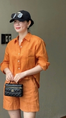 SET BỘ ORANGE NƠ SAU XẮN TAY QUẦN SHORT LỠ NỮ SẴN(XẢ 155k)