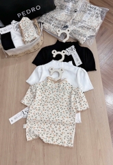 SET 3 ÁO ZIP CỔ BÈO ĐEN TRẮNG HOA BÉ GÁI (SALE 79k)