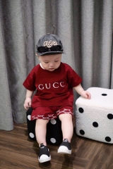 SET BỘ GU.CCI ĐỎ ĐÔ PHỐI CỔ TRẮNG CHO BÉ YÊU NEW(XẢ 39k)