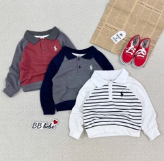 SET 3 ÁO NGỰA DÁNG BOM CỔ TRỤ DÀI TAY BÉ TRAI SẴN