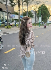ÁO SƠ MI KẺ SỌC TÚI TRƯỚC NỮ