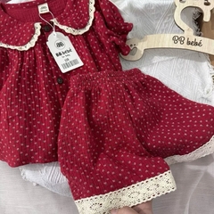 BỘ XÔ MUSLIN HOA NHÍ ĐỎ BÉ GÁI SẴN