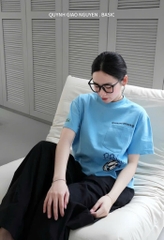 ÁO PHÔNG XANH BRAIN CỘC TAY NỮ