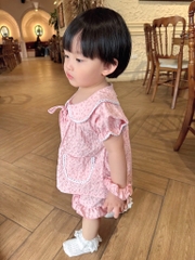 SET BỘ ĐŨI XỐP VIỀN REN HỒNG CHO BÉ GÁI