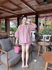 SET HỒNG TAY BỒNG QUẦN ĐÙI NỮ