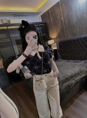 ÁO LEN CỘC ĐEN BE GC CỔ TRỤ NỮ SẴN