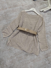 ÁO LƯỚI TRỄ VAI NÂU NỮ