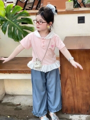 SET ÁO COTTON PHỐI QUẦN GIẤY BÉ GÁI NHỠ