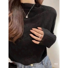 ÁO REN 2 MÀU ĐEN TRẮNG NỮ THU ĐÔNG