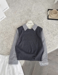 ÁO LEN PHỐI SƠ MI 5 MÀU NỮ THU ĐÔNG