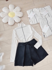 SET ÁO LEN HÀN CỔ CAO MIX QUẦN NƠ NỮ THU ĐÔNG SẴN (SALE 138K)