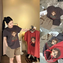 SET BỘ PHÔNG CÔ GÁI MIX QUẦN KẺ ĐỎ NỮ( XẢ 89k)