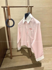 ÁO SƠ MI MIU MIU CỔ PHỐI CÚC NGỌC SẴN( xả 99k )