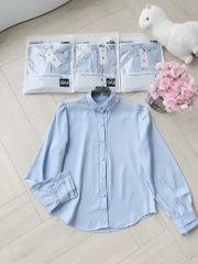 ÁO SƠ MI GU XANH DƯƠNG CỔ REN NỮ