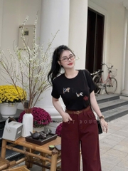 QUẦN JEAN NỮ SUÔNG ĐỎ TRẮNG KEM KÈM ĐAI SẴN (XẢ 109k)